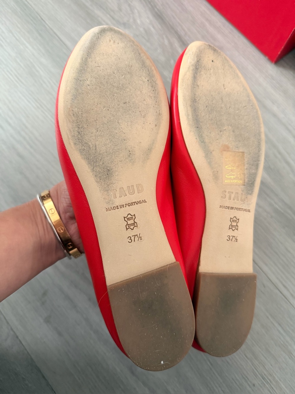 Staud Alba leather ballet flats Red size 37.5 - Picture 12 of 13